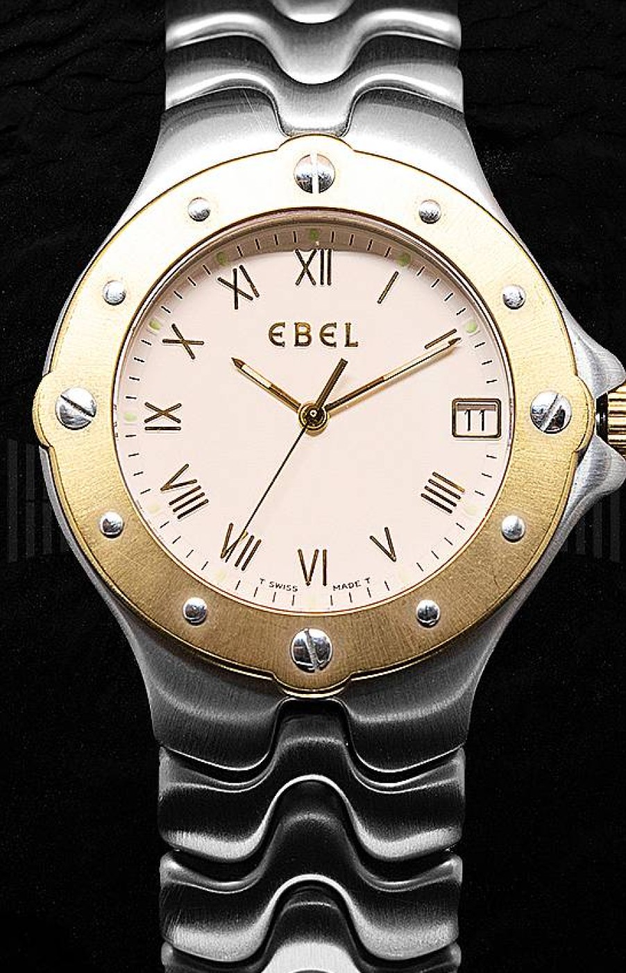 Relojes Ebel Reloj Ebel De Acero Con Bisel De Oro Y Esfera Color Crema