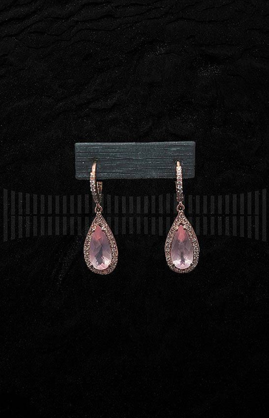 Joyer A Jenaro Pendientes En Oro Rosa Con Diamantes Y Piedra Rosa